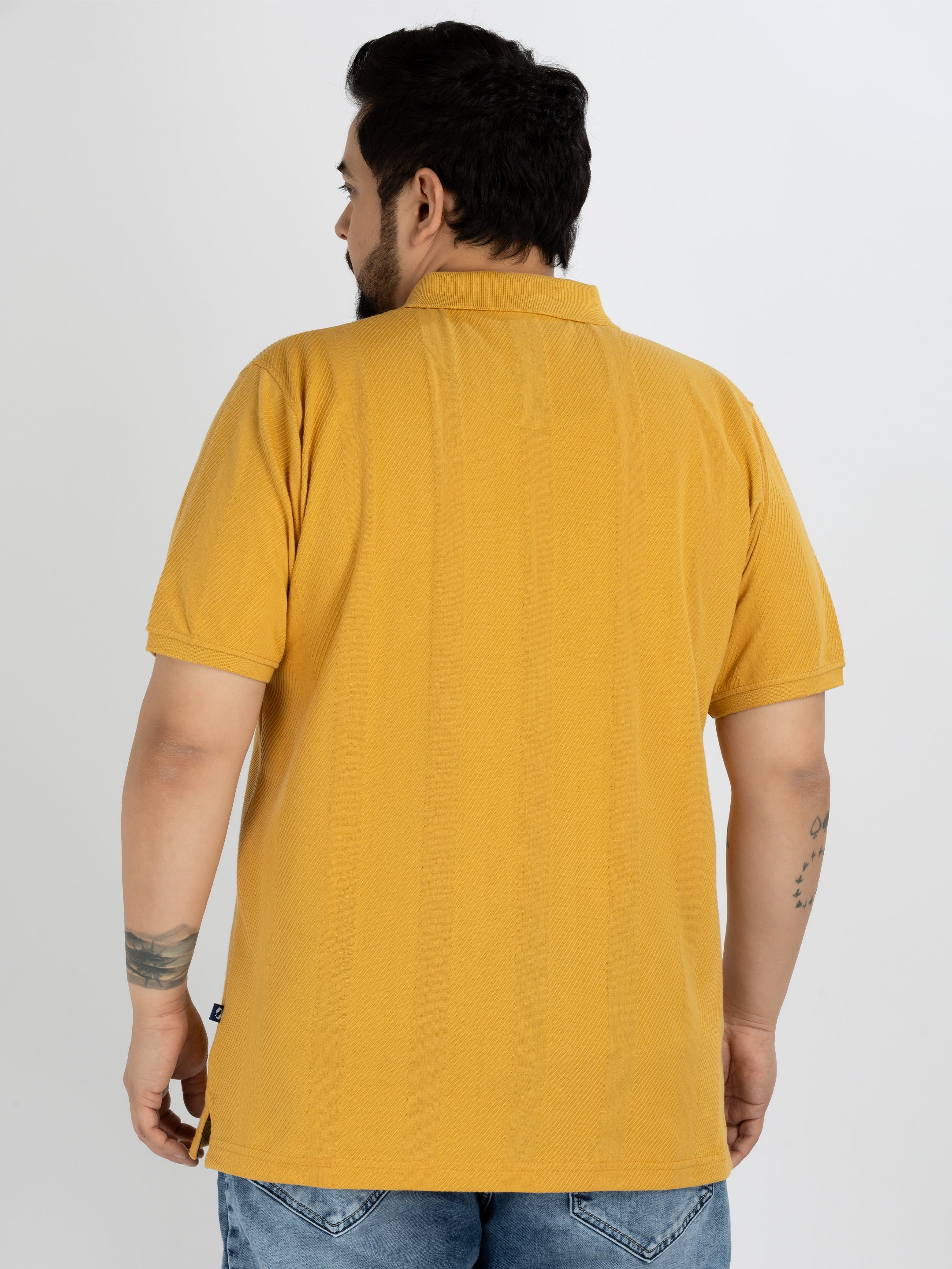 WHATZ Vertical Textured Jacquard Polo T-shirt For Men