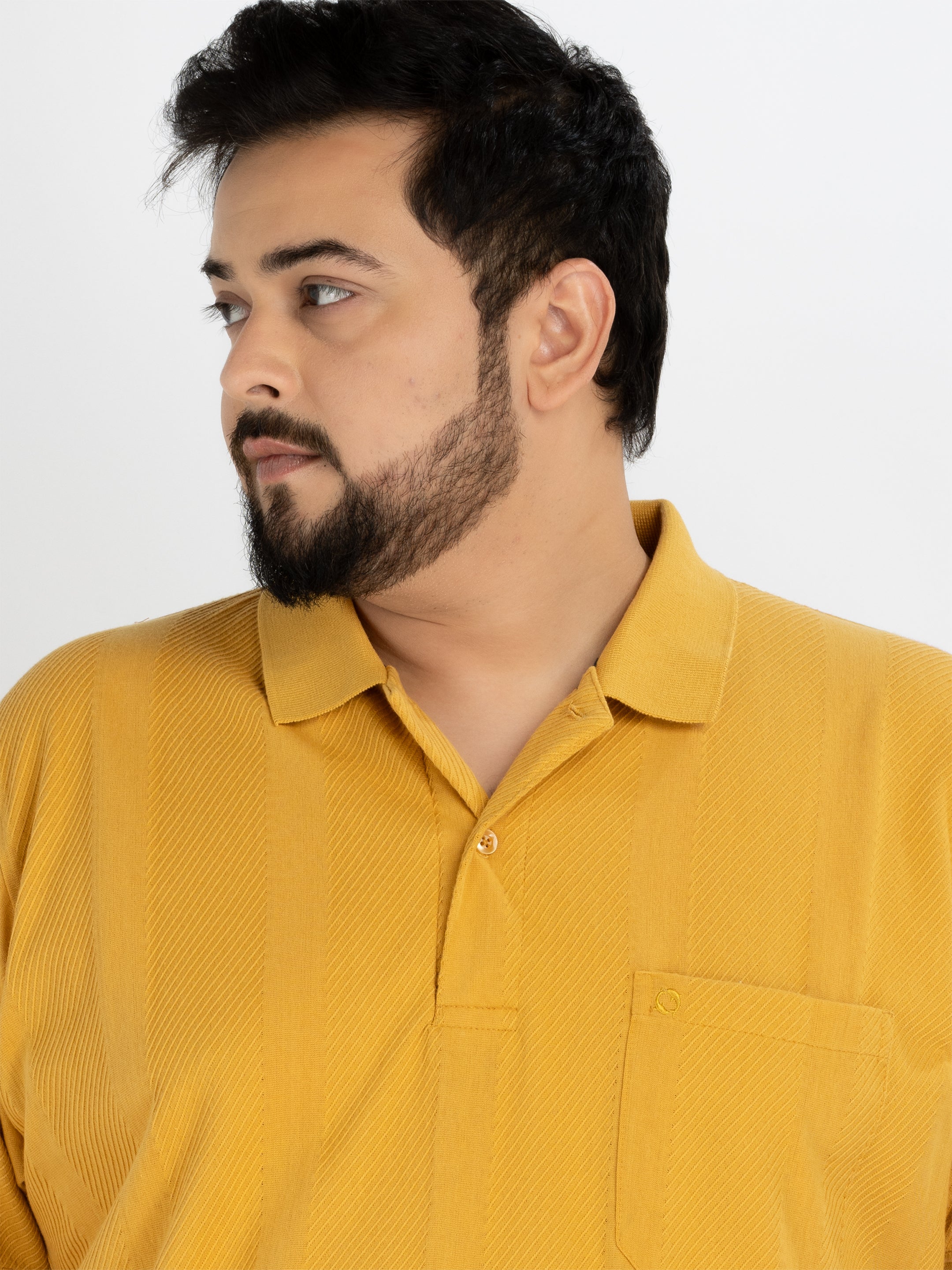 WHATZ Vertical Textured Jacquard Polo T-shirt For Men