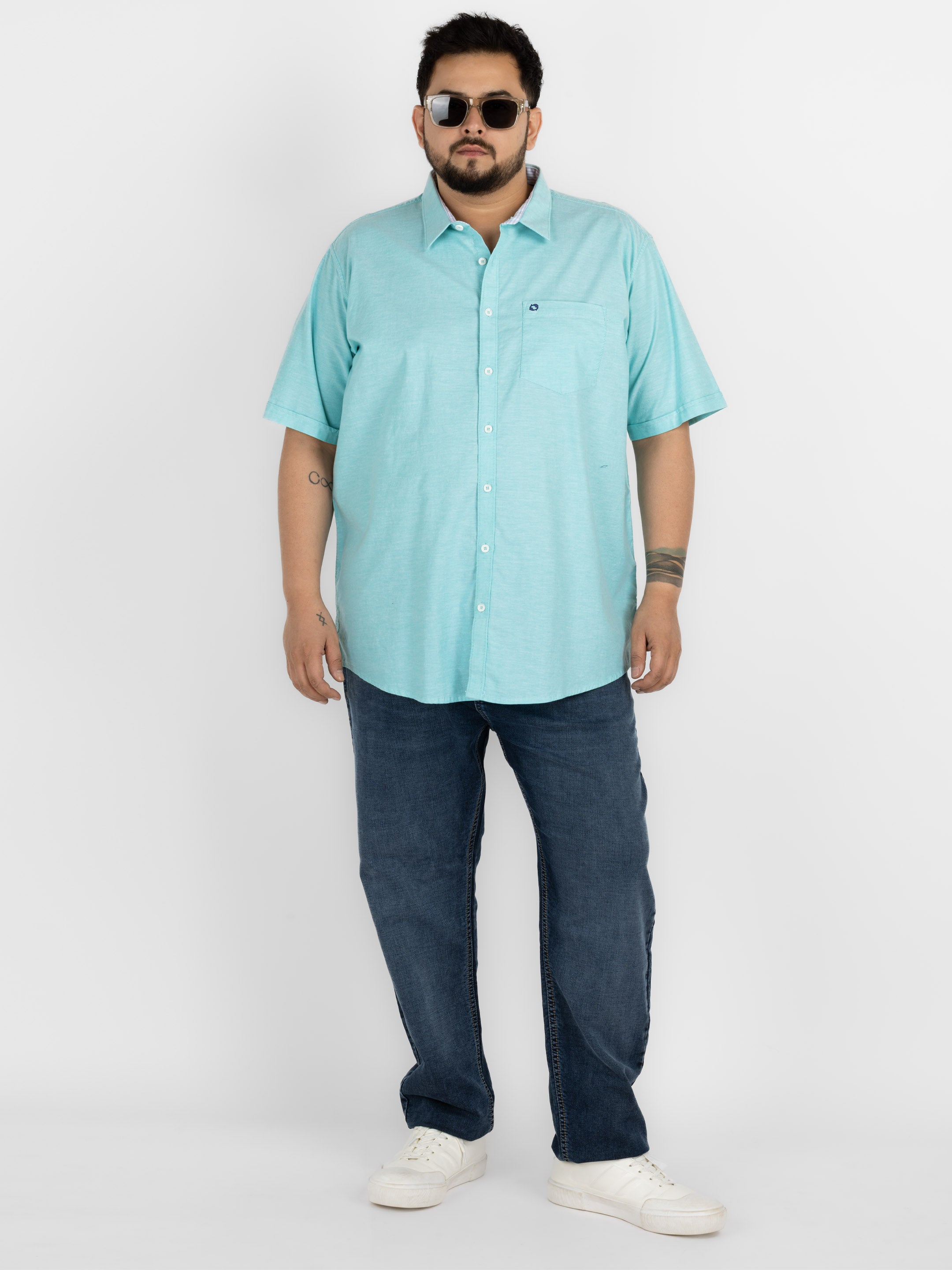 WHATZ Premium Oxford Shirt for Men Half Sleeve