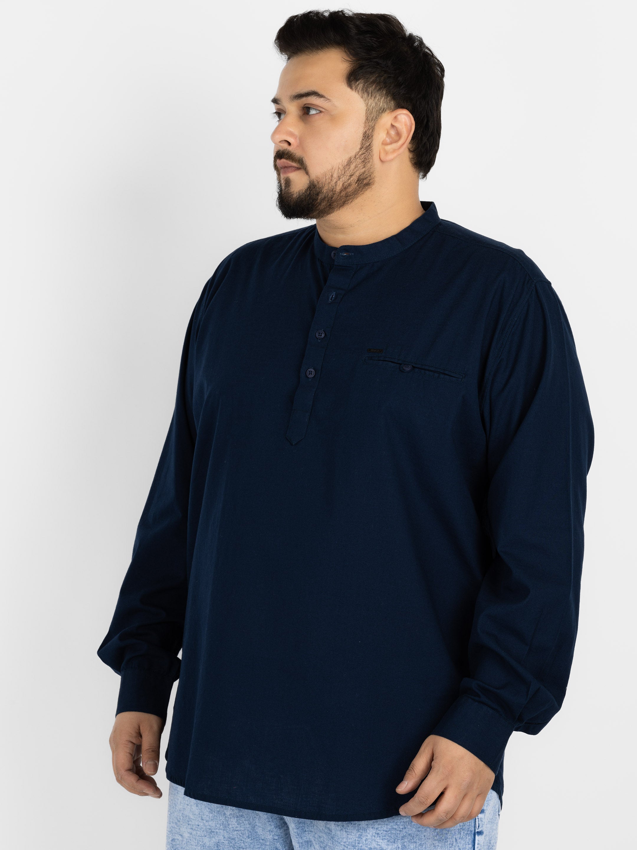 WHATZ Quiet Form Solid Short Kurta for Men