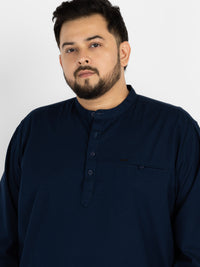WHATZ Quiet Form Solid Short Kurta for Men