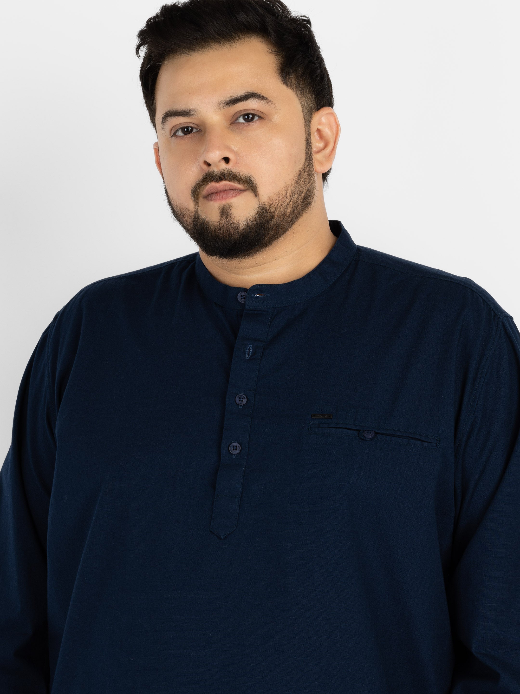 WHATZ Quiet Form Solid Short Kurta for Men
