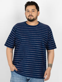 WHATZ Linear Texture Crew Round Neck T-Shirt for Men