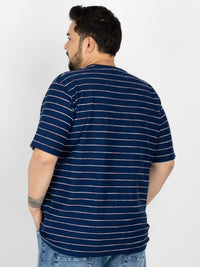 WHATZ Linear Texture Crew Round Neck T-Shirt for Men