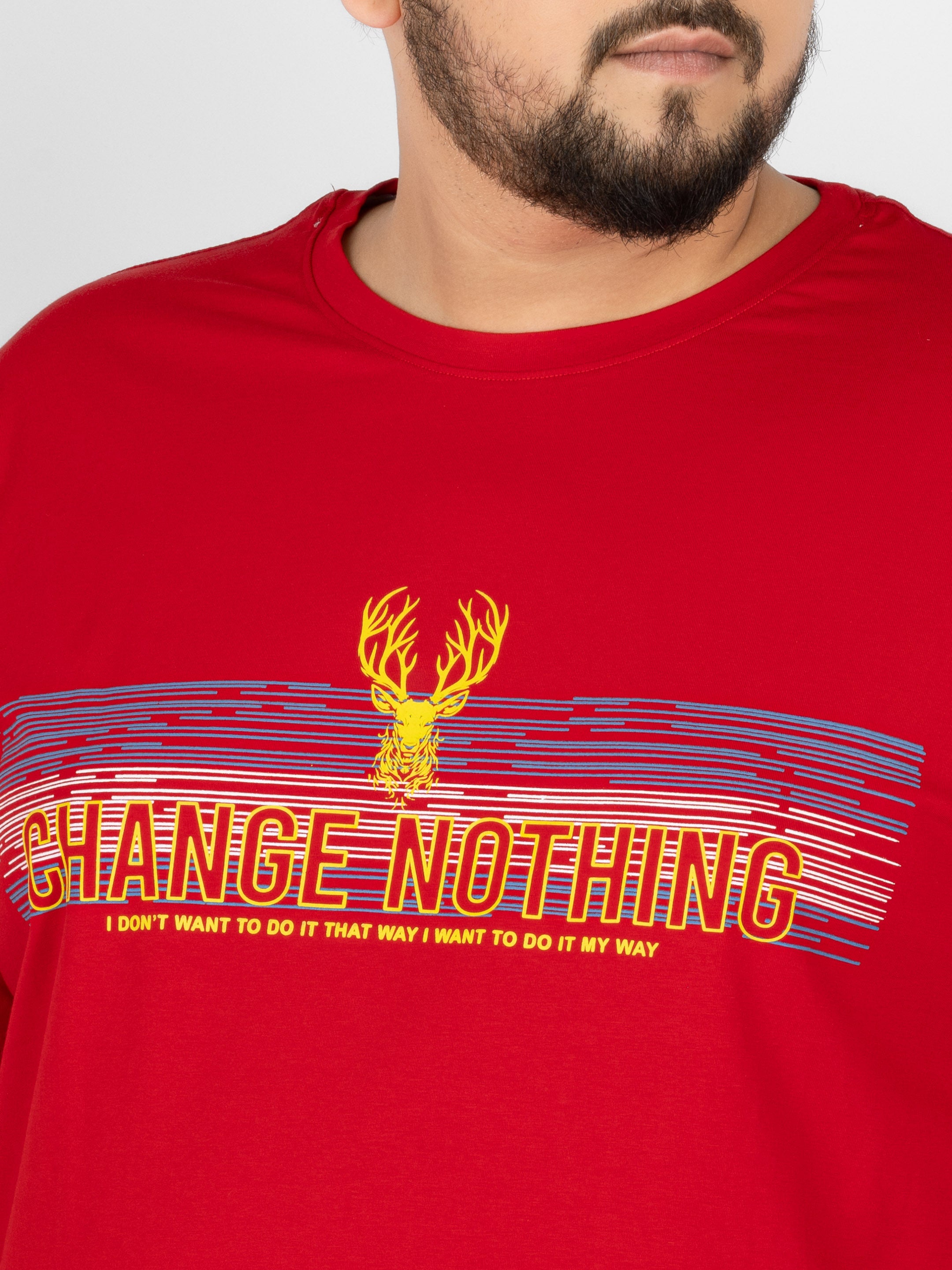 WHATZ Change Nothing Slogan Graphic Round Neck T-Shirt For Men