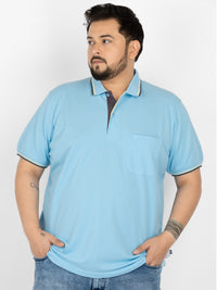 WHATZ Mesh Collar Dual Contrast Polo T-shirt For Men
