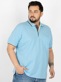 WHATZ Mesh Collar Dual Contrast Polo T-shirt For Men