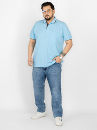 WHATZ Mesh Collar Dual Contrast Polo T-shirt For Men