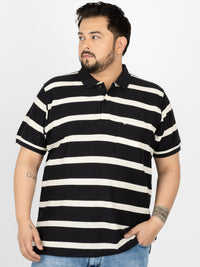 WHATZ Prime Geo-Stripe Jacquard Polo T-Shirt for Men