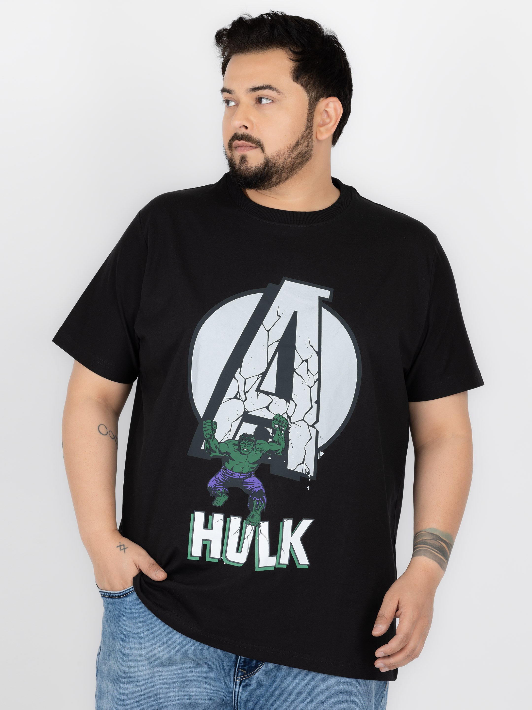 SO WHAT Avengers Hulk Power Graphic Round Neck T-Shirt for Men