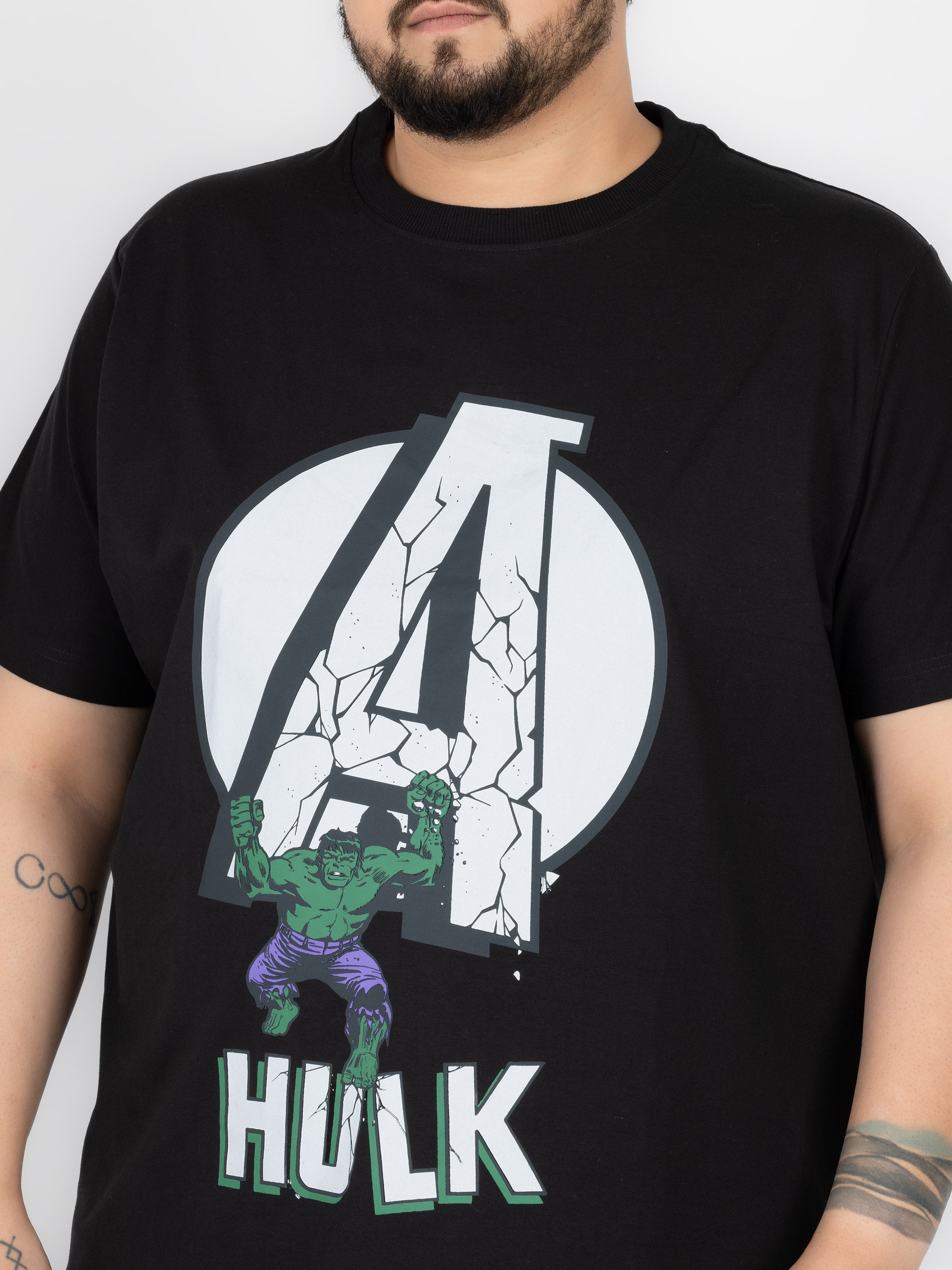 SO WHAT Avengers Hulk Power Graphic Round Neck T-Shirt for Men