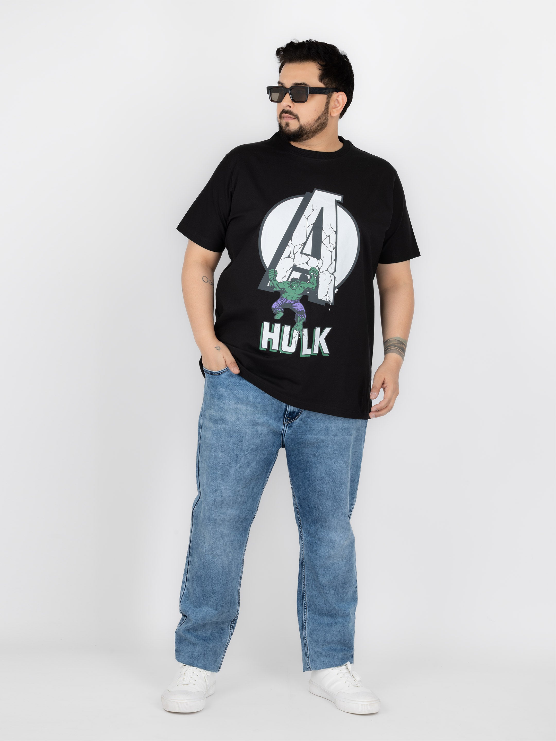 SO WHAT Avengers Hulk Power Graphic Round Neck T-Shirt for Men