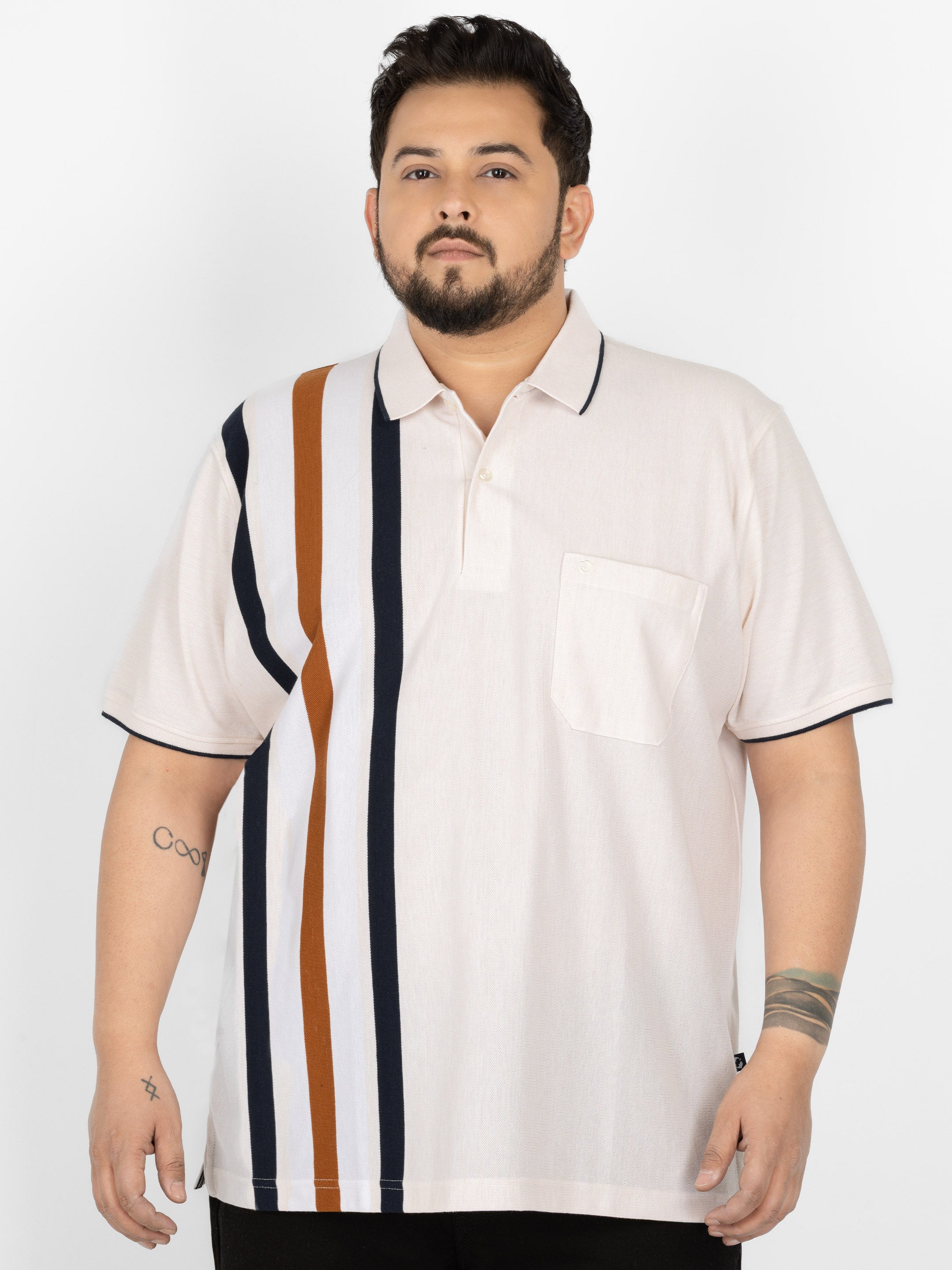 WHATZ Kinetic Stripe Polo T-Shirt for Men