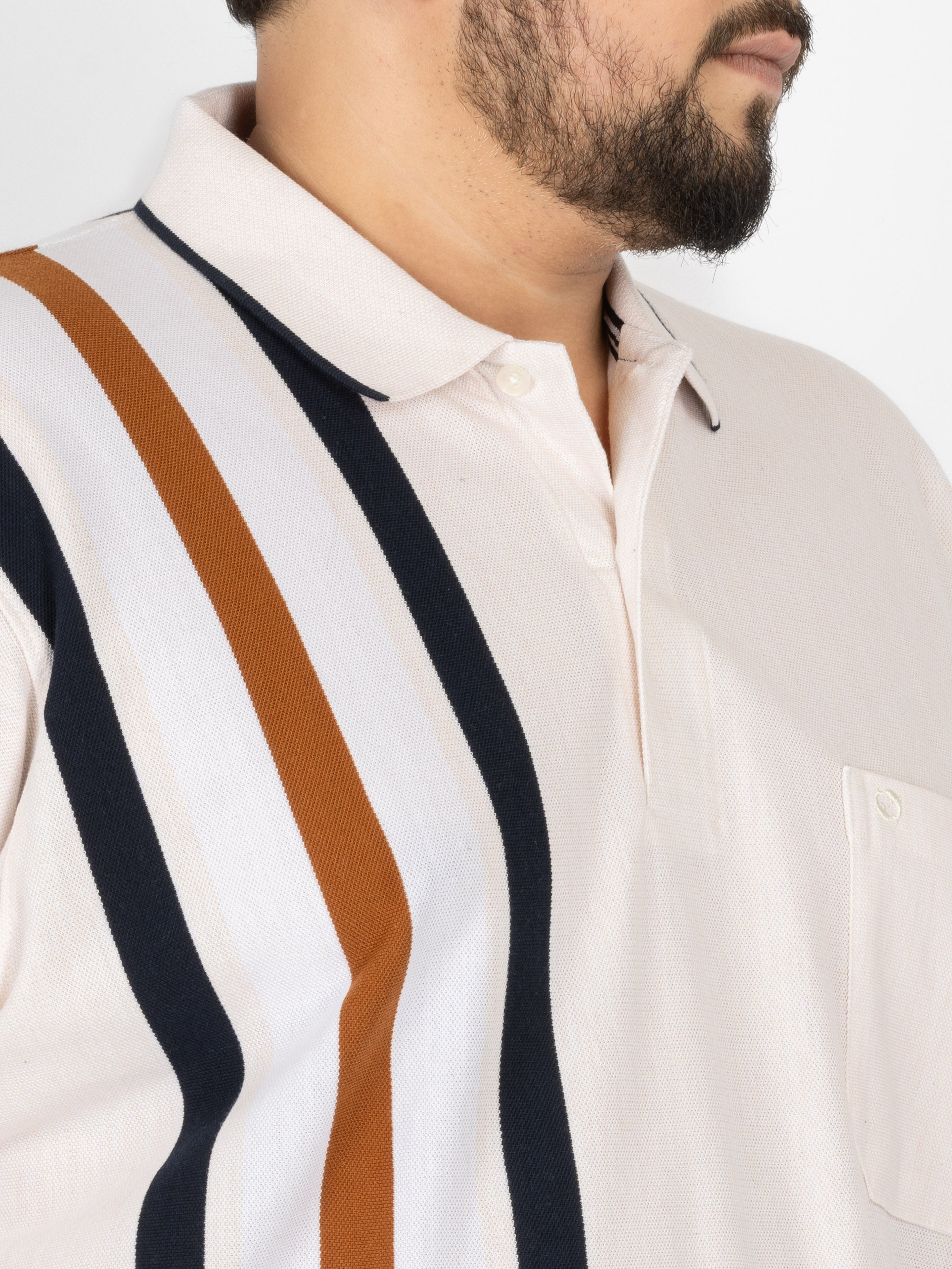 WHATZ Kinetic Stripe Polo T-Shirt for Men