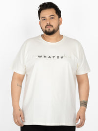 WHATZ Core Logo Graphic Round Neck T-Shirt for Men