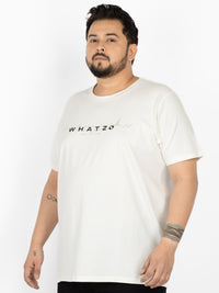 WHATZ Core Logo Graphic Round Neck T-Shirt for Men