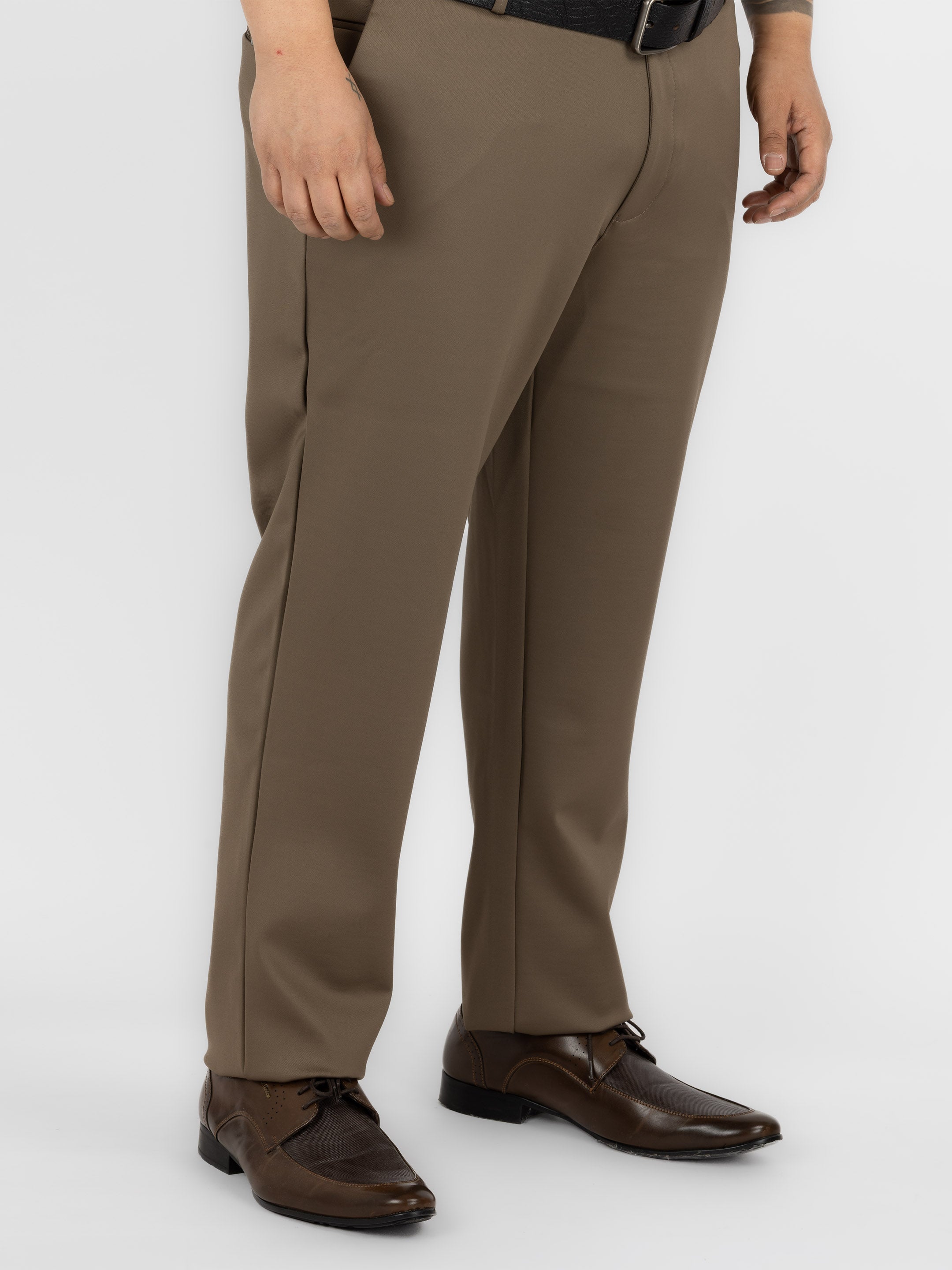 WHATZ Tailored Fit Lycra Formal Trousers for Men