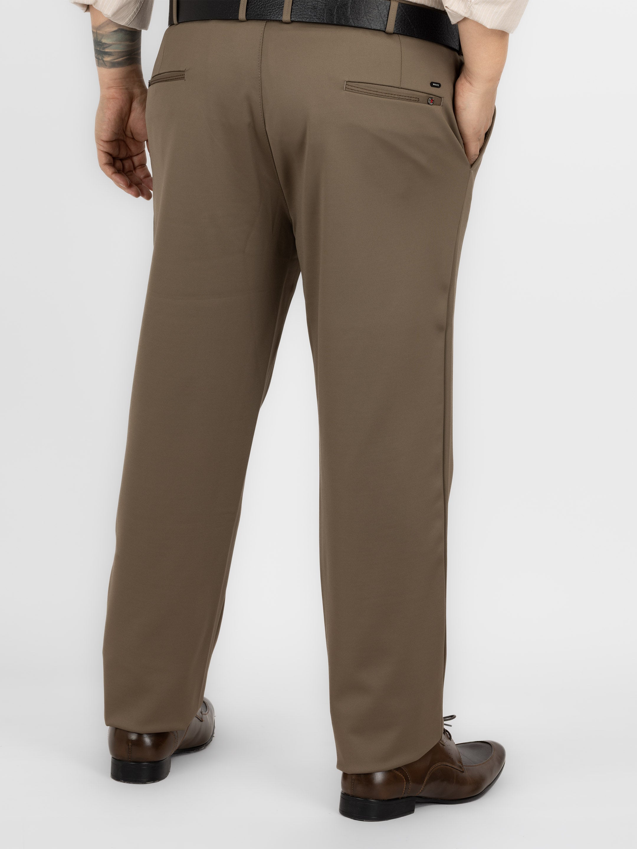 WHATZ Tailored Fit Lycra Formal Trousers for Men