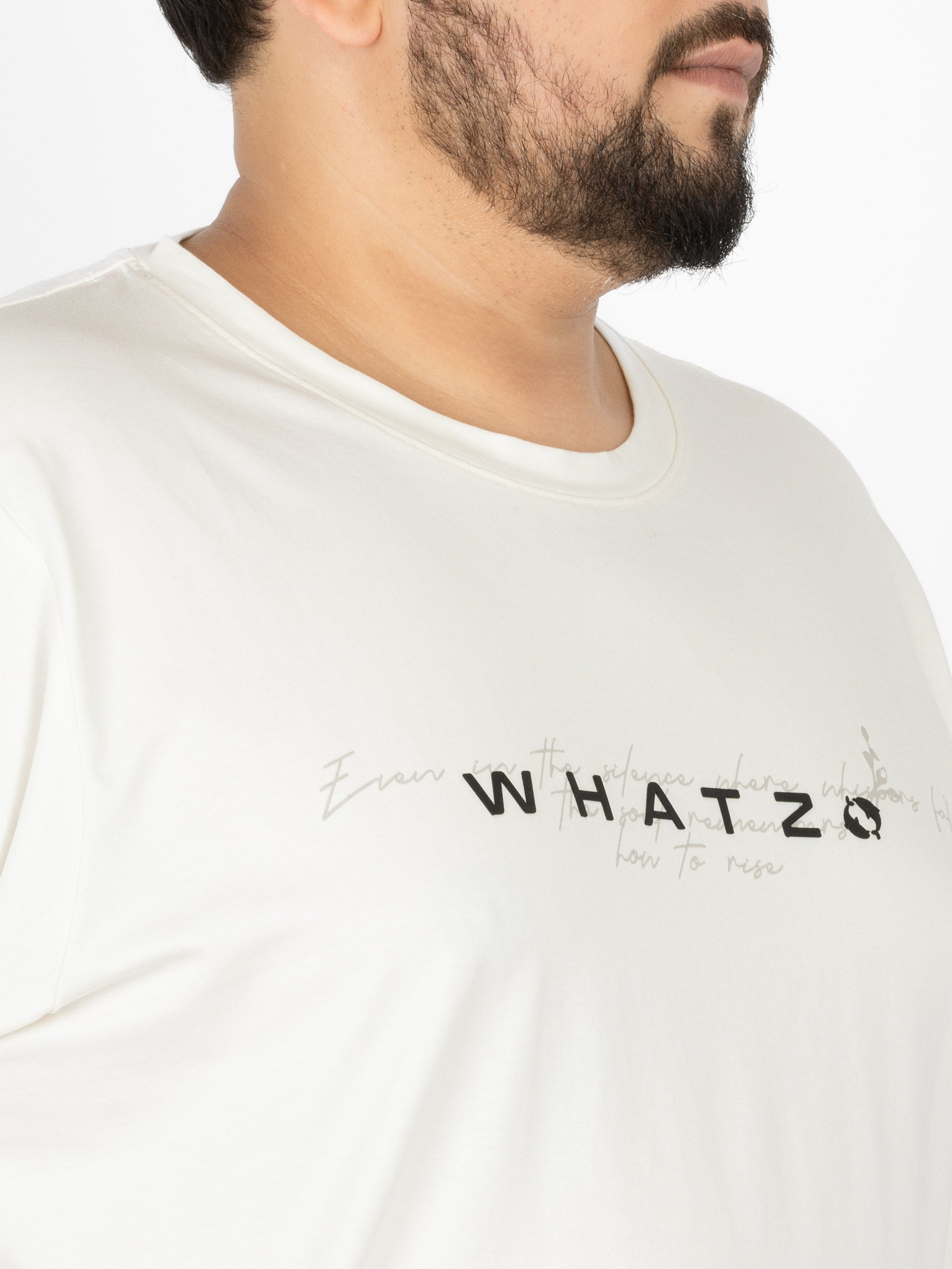 WHATZ Core Logo Graphic Round Neck T-Shirt for Men