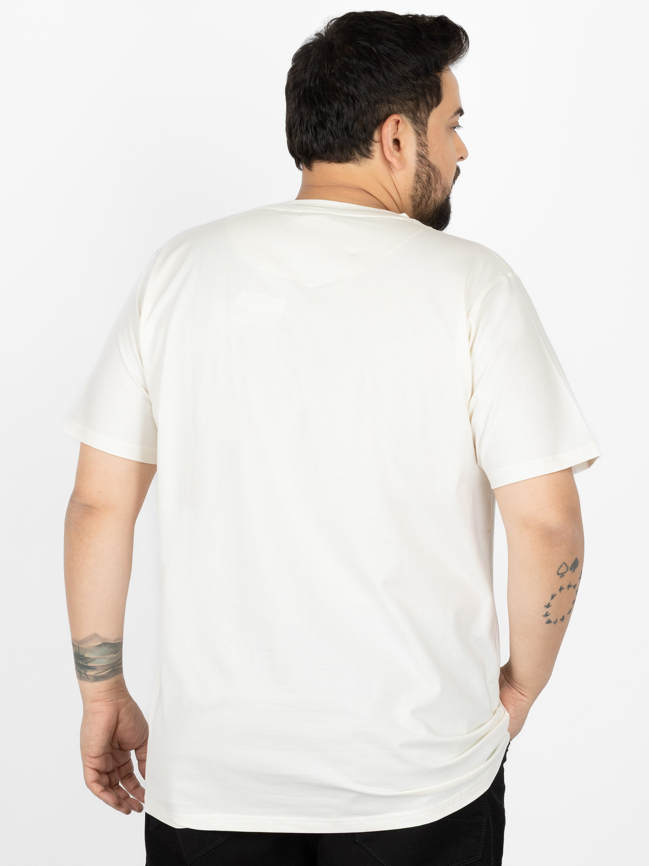 WHATZ Core Logo Graphic Round Neck T-Shirt for Men