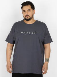 WHATZ Core Logo Graphic Round Neck T-Shirt for Men