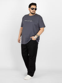 WHATZ Core Logo Graphic Round Neck T-Shirt for Men