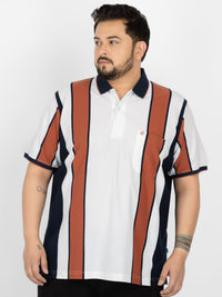 WHATZ Heritage Panel Stripe Polo T-Shirt for Men