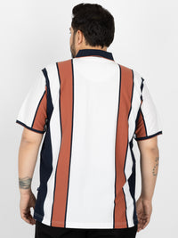WHATZ Heritage Panel Stripe Polo T-Shirt for Men