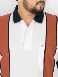 WHATZ Heritage Panel Stripe Polo T-Shirt for Men
