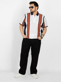 WHATZ Heritage Panel Stripe Polo T-Shirt for Men