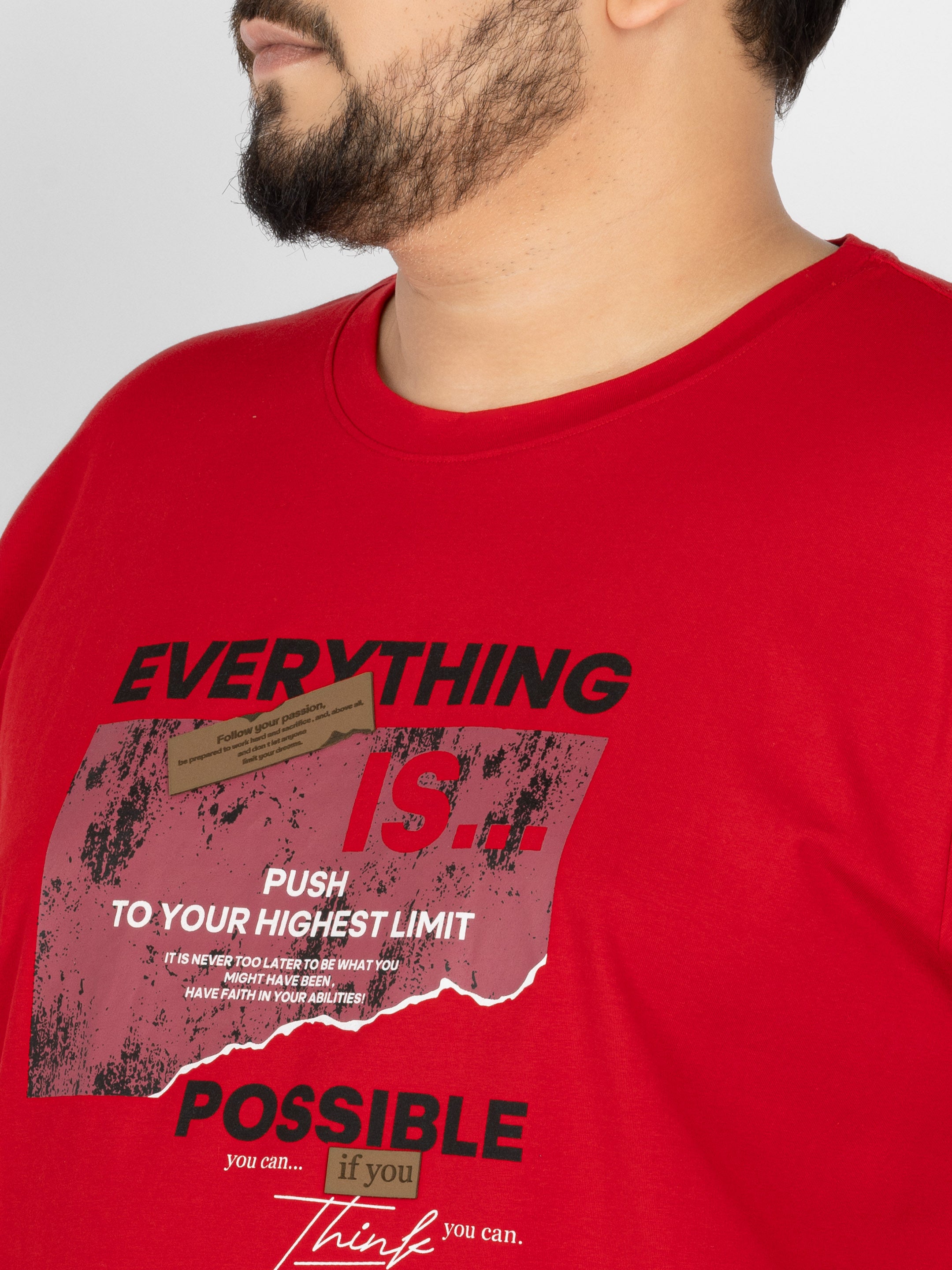 WHATZ Motivational Graphic Round Neck T-Shirt for Men