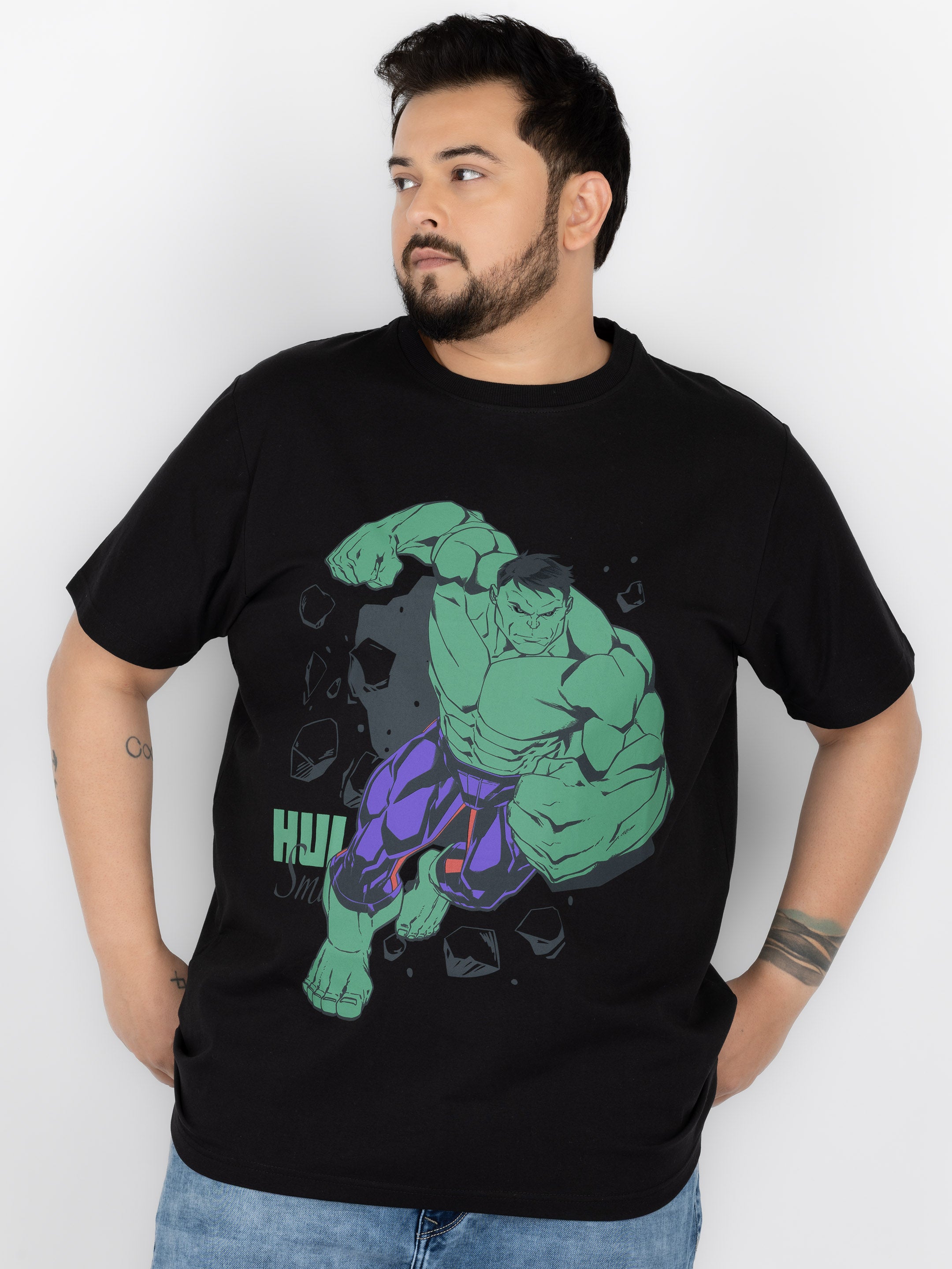 SO WHAT Hulk Smash Graphic Print Round Neck T-Shirt for Men