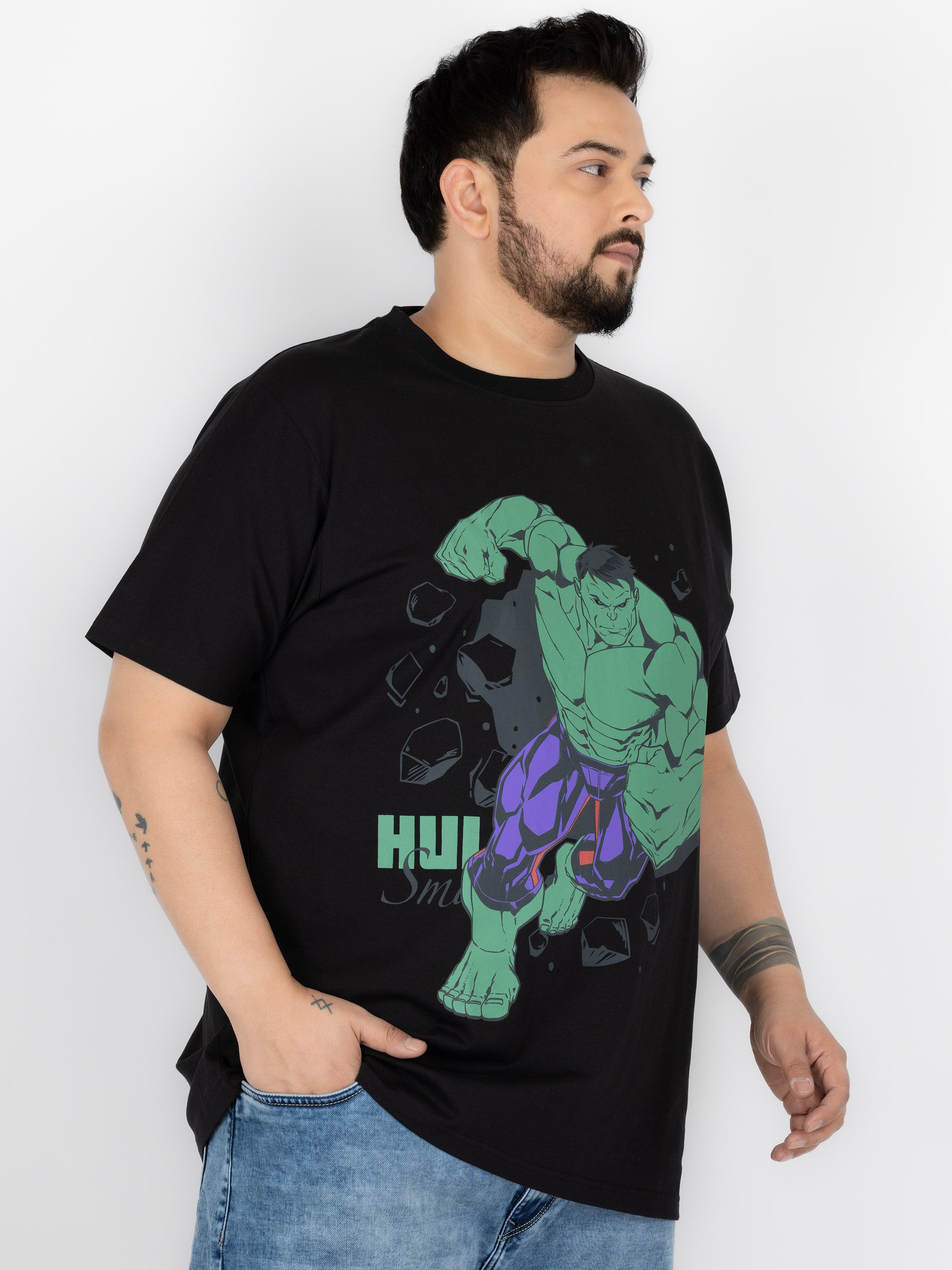 SO WHAT Hulk Smash Graphic Print Round Neck T-Shirt for Men