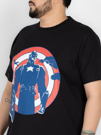 SO WHAT Captain America Graphic Print Round Neck T-shirt for Men