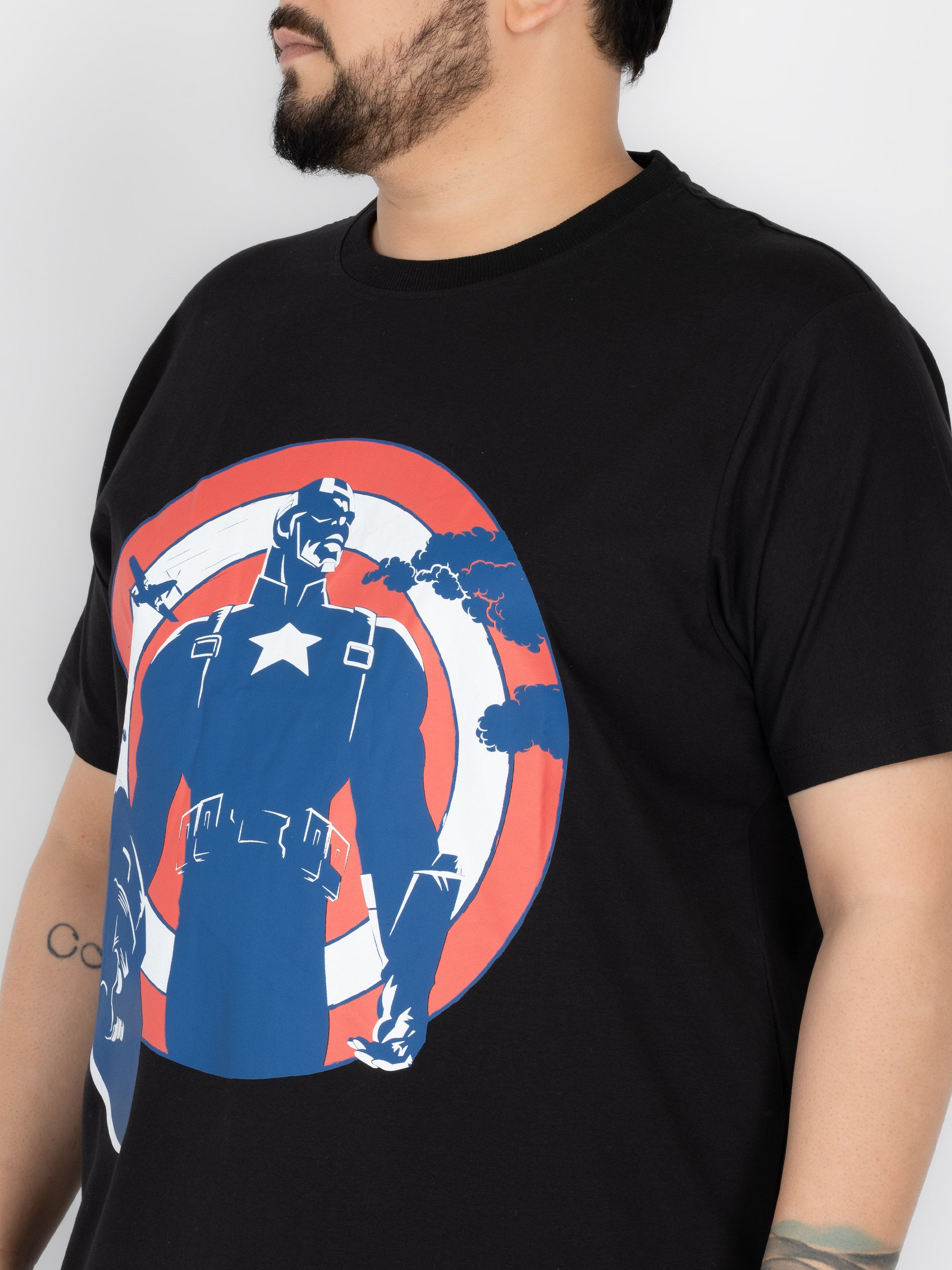 SO WHAT Captain America Graphic Print Round Neck T-shirt for Men