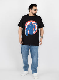 SO WHAT Captain America Graphic Print Round Neck T-shirt for Men