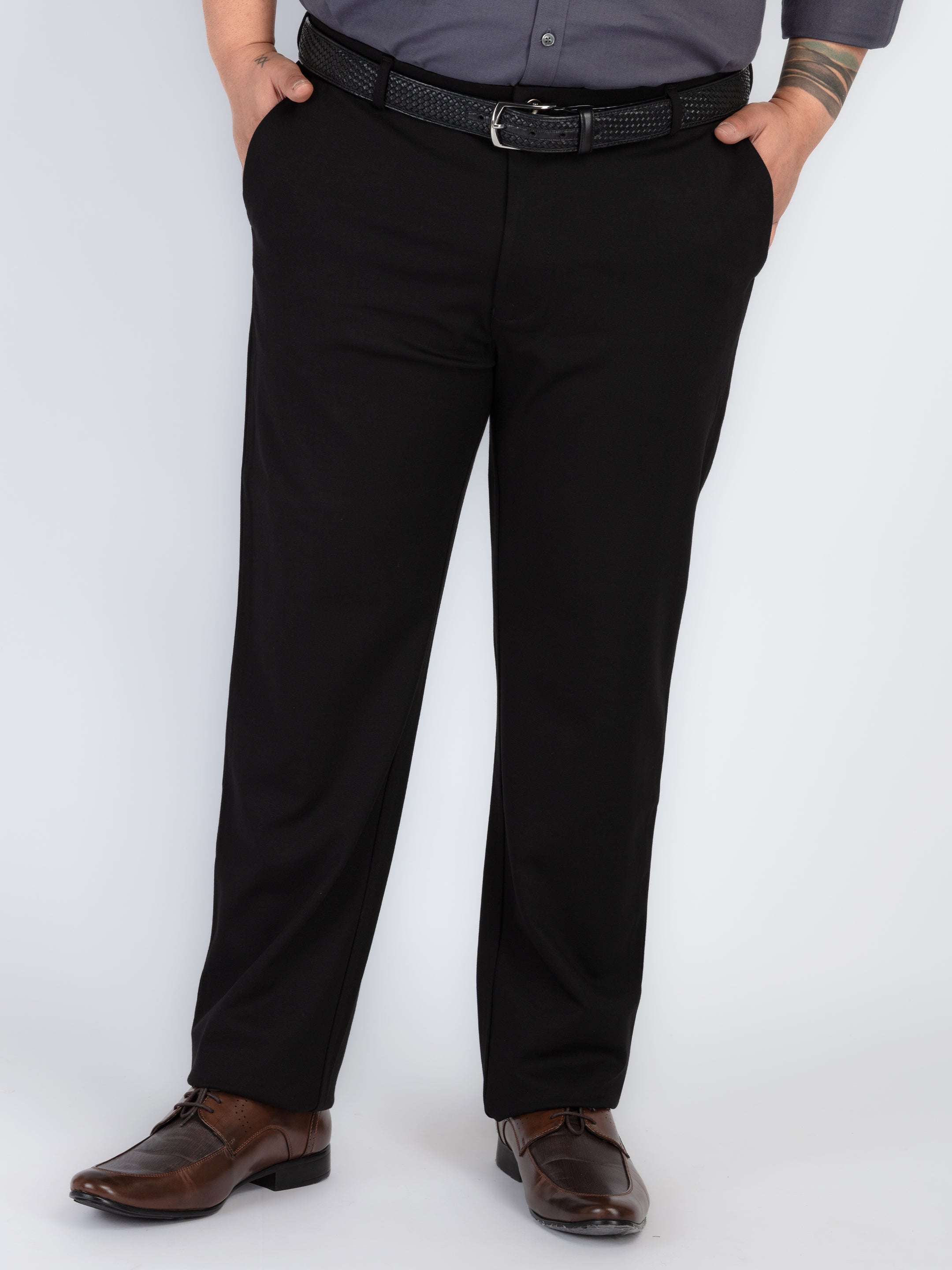 Whatz Solid Refined Formal Trousers For Men