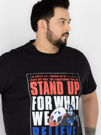 SO WHAT Captain America Inspirational Typography Round Neck T-Shirt for Men