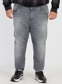 WHATZ Grey Jeans in Cotton Spandex Blend for Men