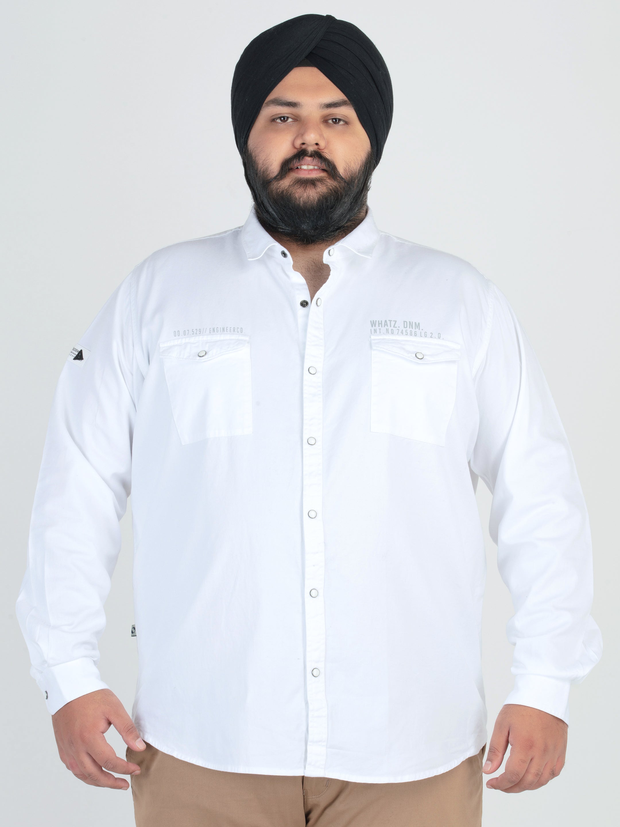 WHATZ Dual Pocket Cotton Shirt for Men