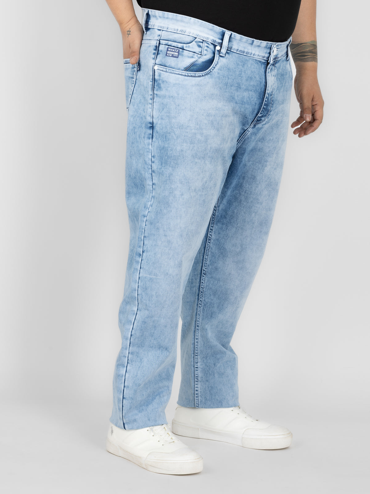 WHATZ Drift Stone-Wash Relaxed Denim for Men