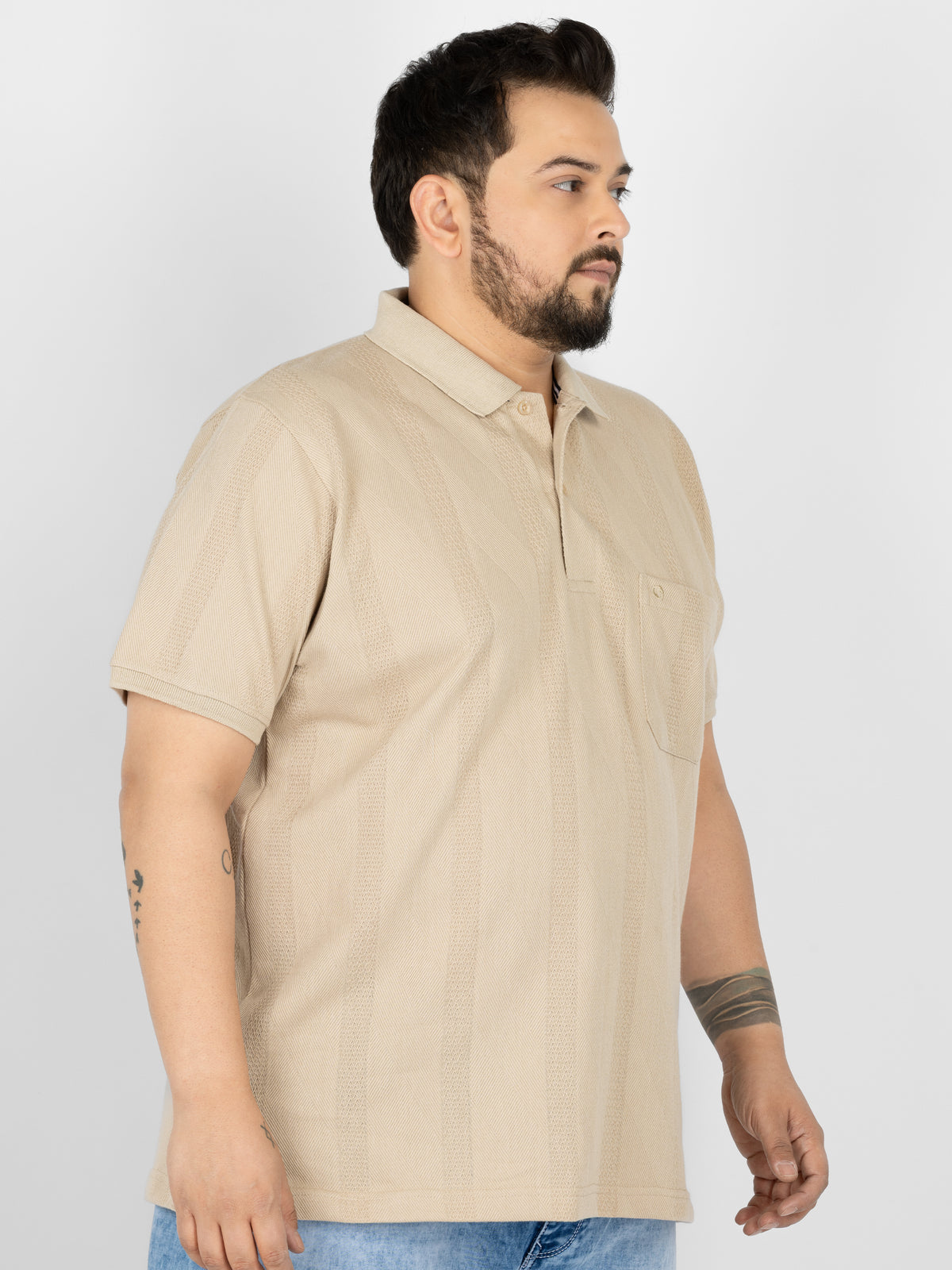 WHATZ Apex Chevron Jacquard Polo T-Shirt for Men