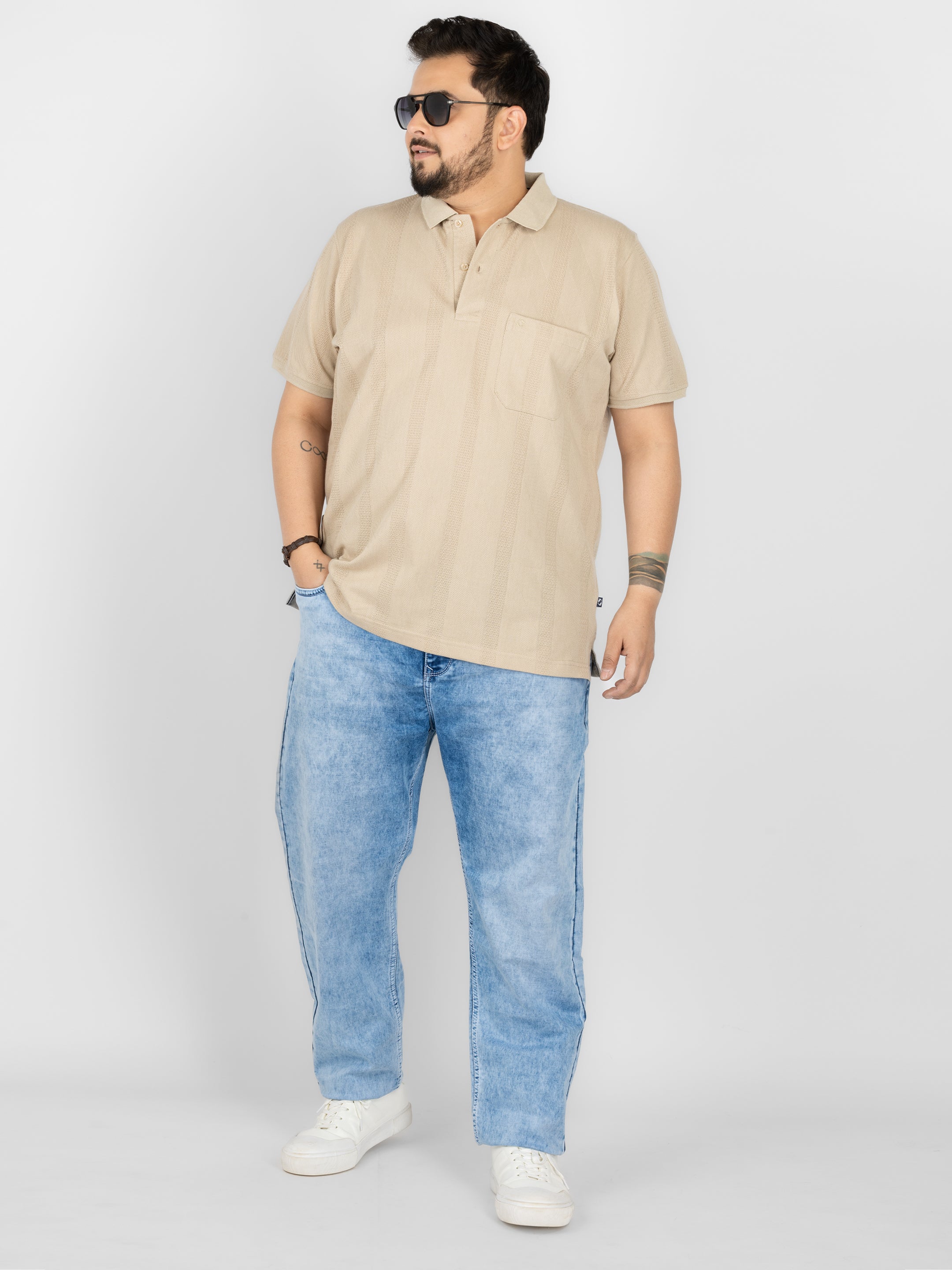 WHATZ Apex Chevron Jacquard Polo T-Shirt for Men