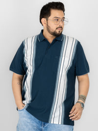 WHATZ Shadow Panel Stripe Polo T-Shirt for Men