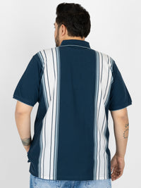 WHATZ Shadow Panel Stripe Polo T-Shirt for Men