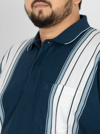 WHATZ Shadow Panel Stripe Polo T-Shirt for Men