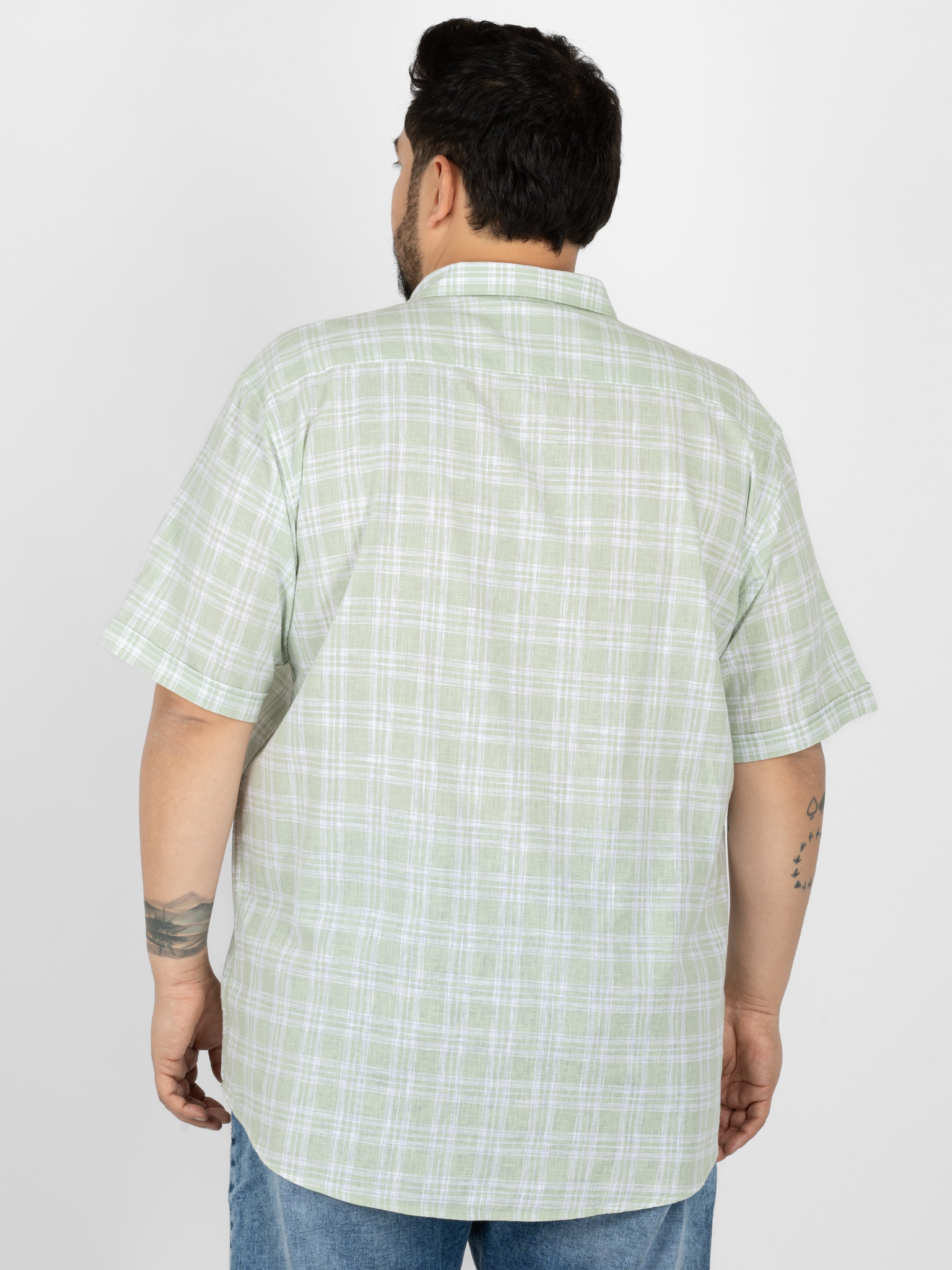WHATZ Grid Checked Half Sleeve Shirt For Men