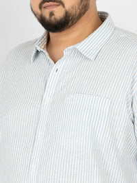 WHATZ Classic Vertical Stripe Half Sleeve Shirt For Men