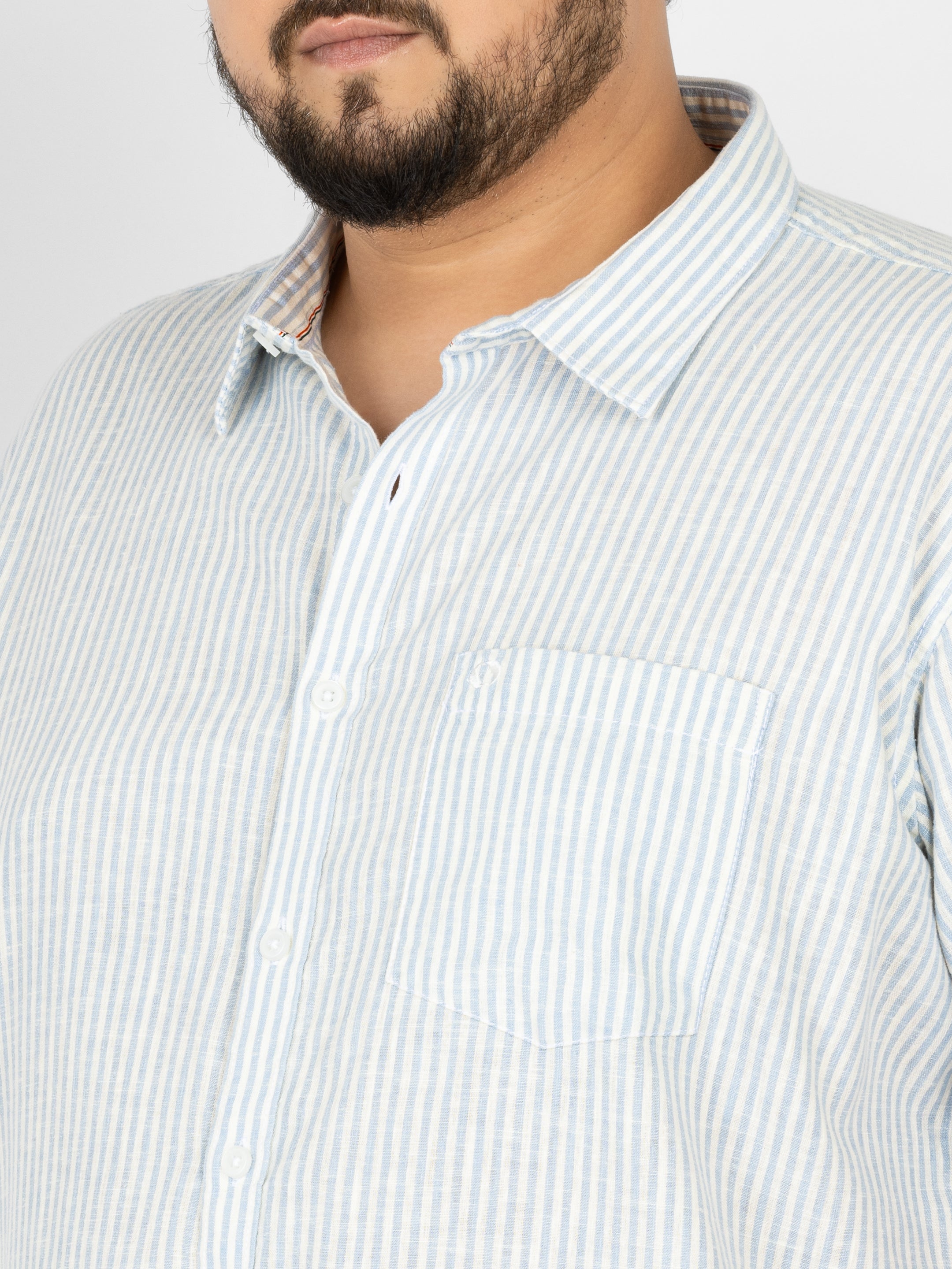WHATZ Classic Vertical Stripe Half Sleeve Shirt For Men