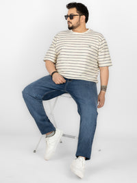 WHATZ Linear Texture Crew Round Neck T-Shirt for Men